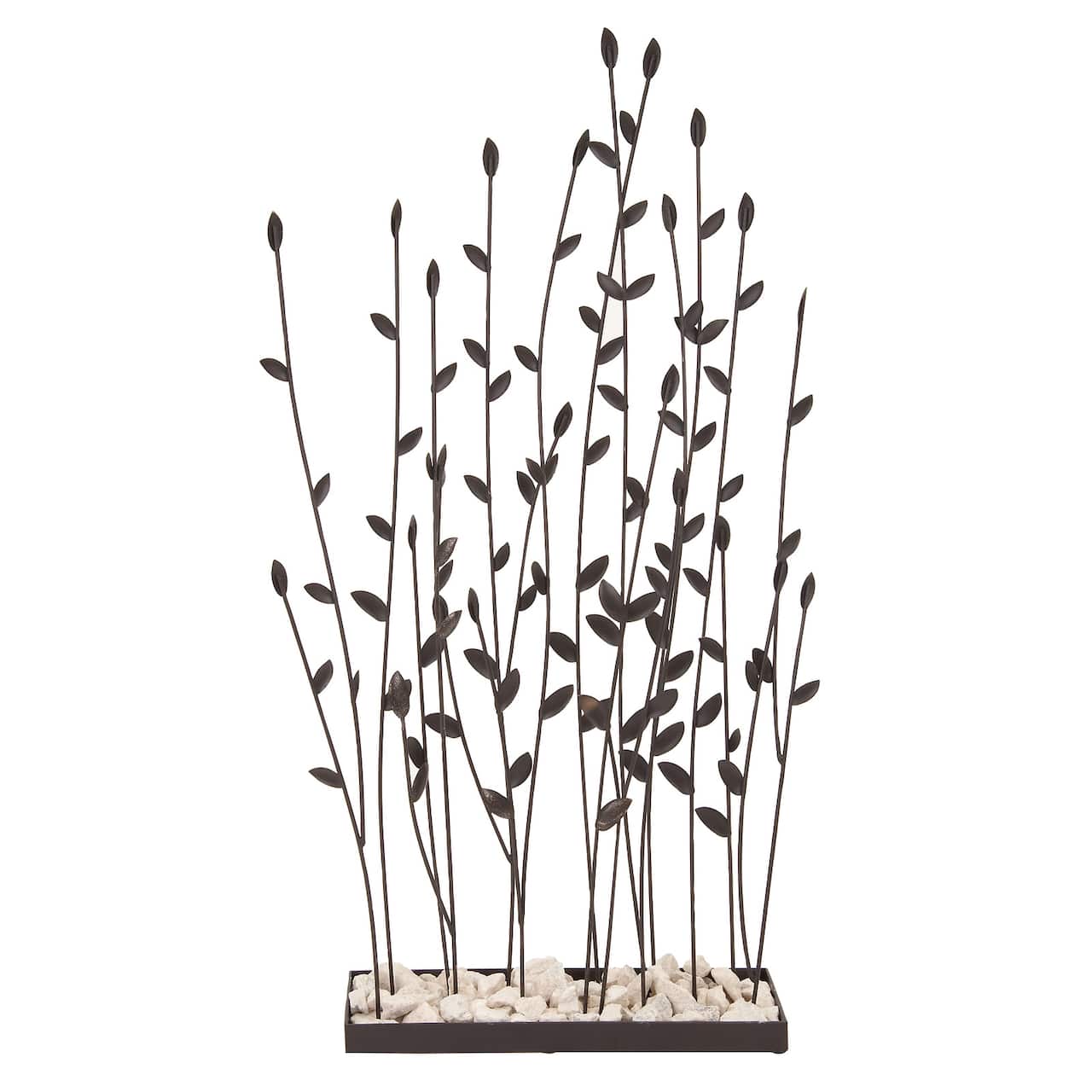 31&#x22; Black Iron Contemporary Decorative Plant Sculpture